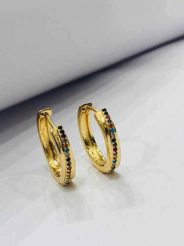 Stones Round Hoop Earrings